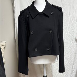 Lucky Brand Black Double-Breasted Cropped Jacket